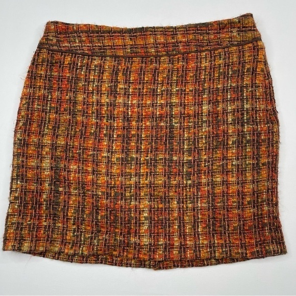 Outback Red Dresses & Skirts - Outback Red Skirt Tweed Orange Plaid Schoolgirl Library Academia Fall Office